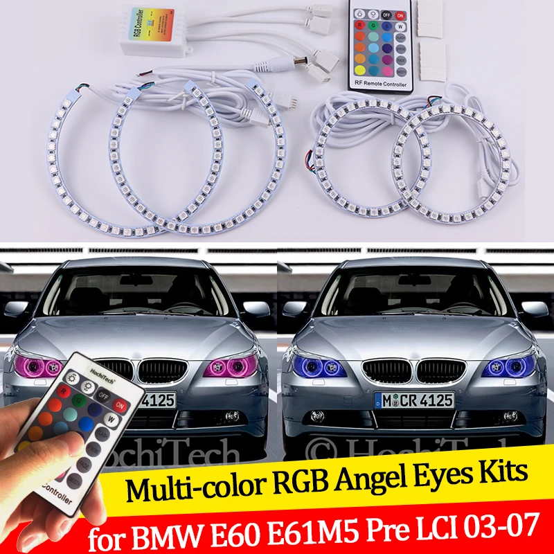 

For BMW E60 E61 520i 525i 530i 540i 545i 550i Pre LCI 2003-2007 16 colors RGB Angel Eyes LED Halo Rings RF Wireless Control DRL