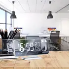 Часы-будильник светодиодный Часы Настольный Декор зеркало часы радио проекции с Температура влажности электронные настольные часы