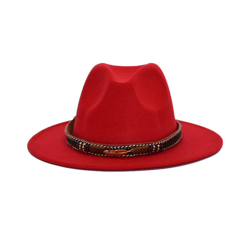 

Women Winter Hats Solid Color Wide Brim WithBand Belt Buckle Fedora Hats Jazz Caps Men Women Classic Simple Formal Felted hats