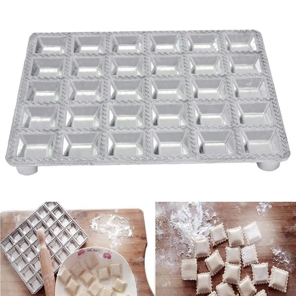 

Kitchen 30 Grids Square Aluminum Alloy Dumplings Mold Pelmeni Ravioli Maker