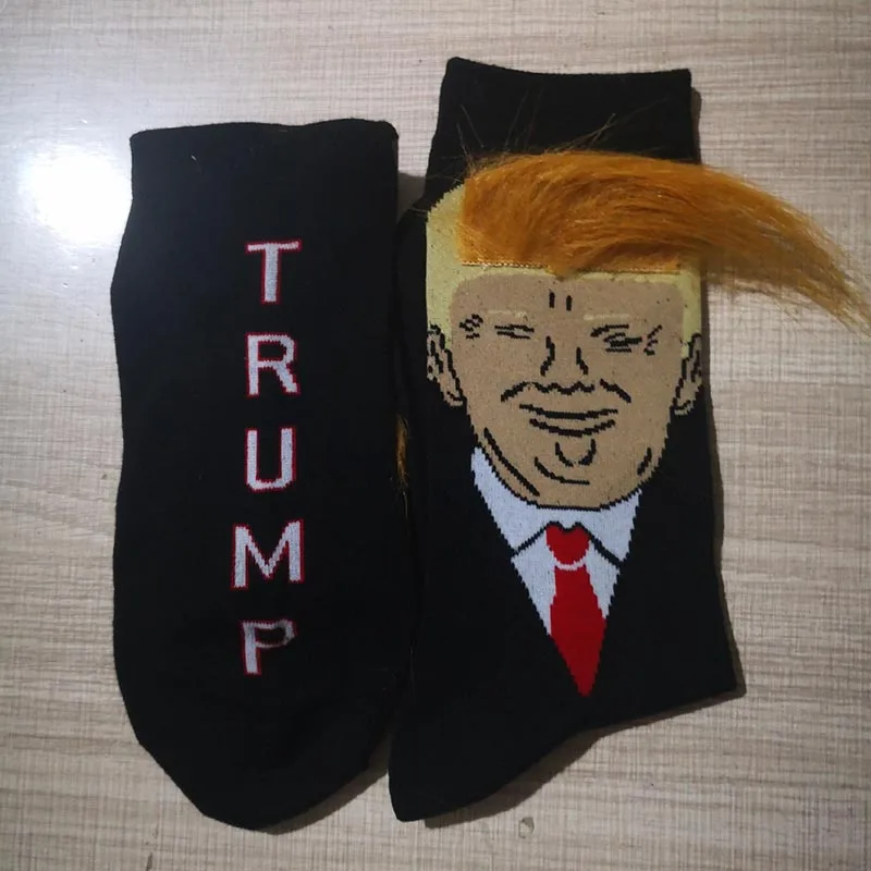 Носки в стиле «Дональд Трамп», унисекс, забавные Повседневные носки с принтом для взрослых, носки с объемными накладными волосами, носки для скейтборда в стиле «хип-хоп», Лидер продаж