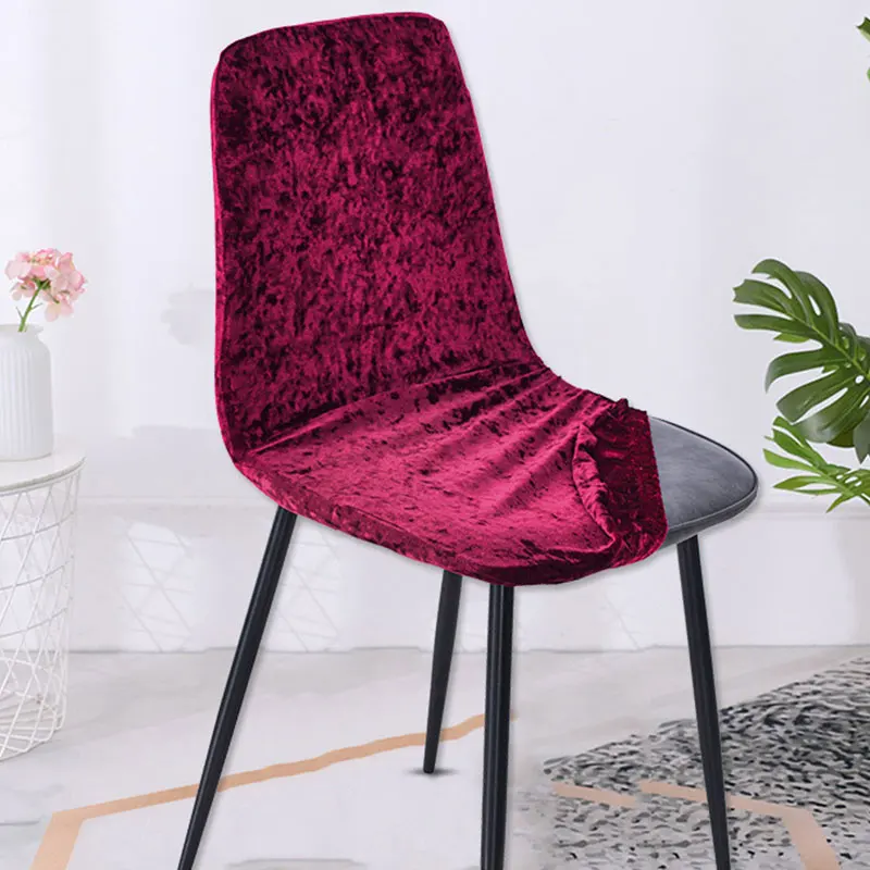 

Modern Shiny Velvet Fabric Shell Chair Covers Flannel Jacquard Dining Elastic Chair Cover Seat Case For Living Room Home Decor