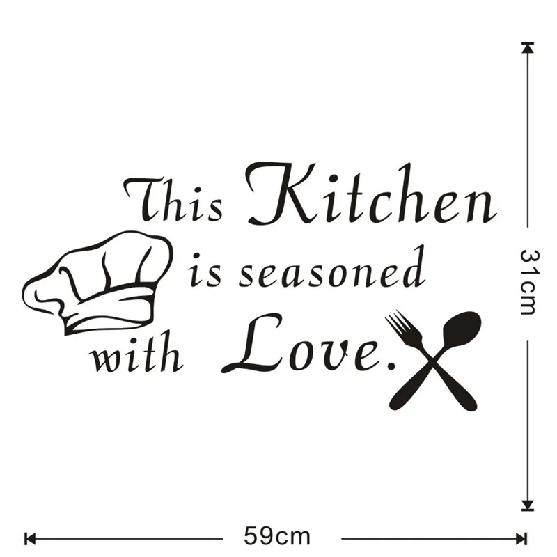 Kitchen is Seasoned With Love Letter Pattern Wall Sticker PVC Removable Home Decor DIY background | Дом и сад