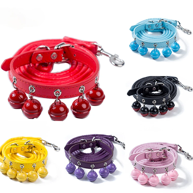 

Cute Solid Color Bell Collar Cat Accessories Teddy Pet Bell Collar Towing Rope Set Bells Dog Accessories Dog Leash Cat Collar