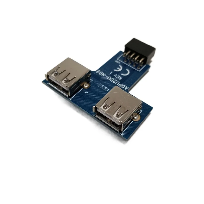

Материнская плата USB 2,0 9Pin Female до 2 Порты и разъёмы Женский адаптер конвертер PCB платы удлинитель для головок Внутренний ПК чехол