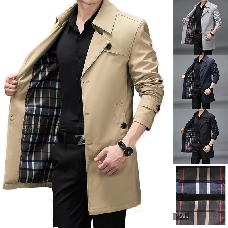 

Men's cloak 2021 new spring and autumn jacket jacket mid-length trendy handsome fashion plus size windbreaker