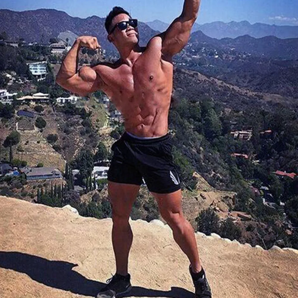 Мужские спортивные штаны для фитнеса Повседневные Дышащие хлопковые с принтом