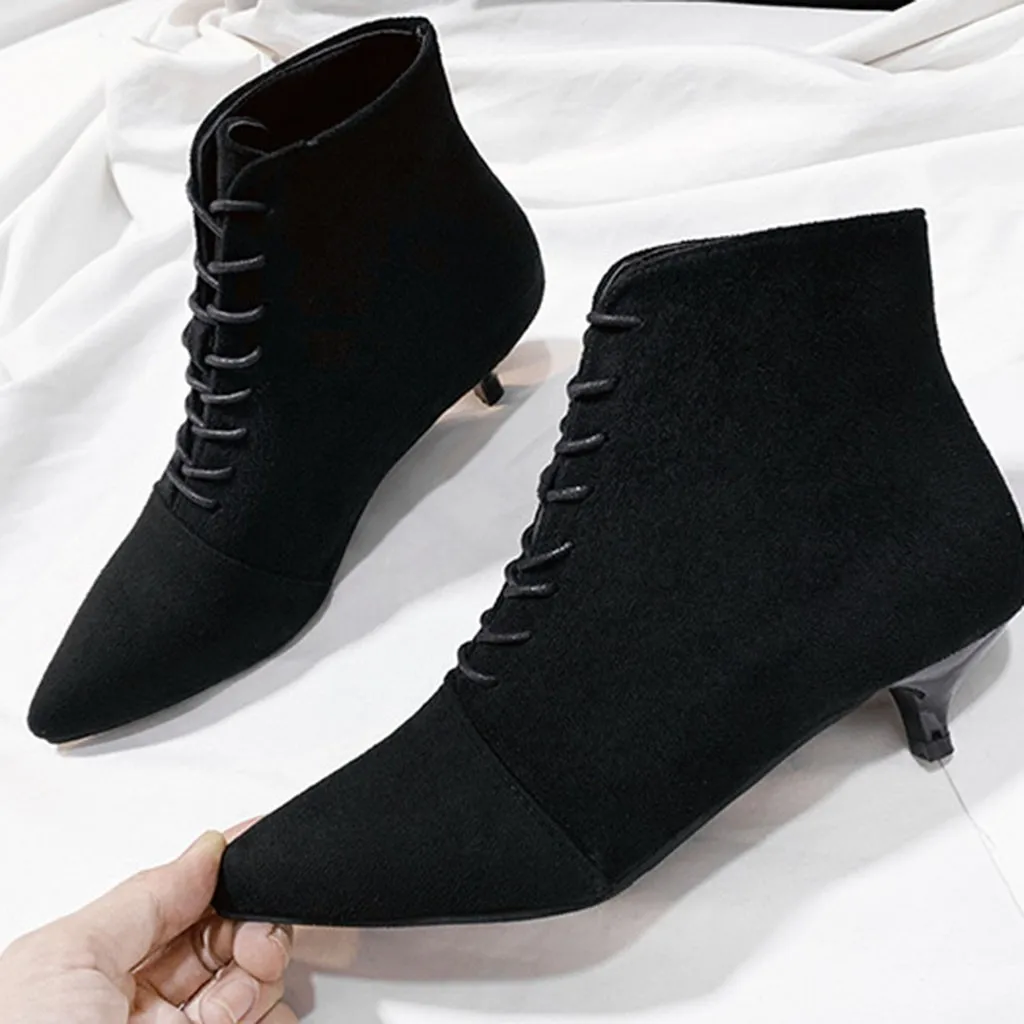 Женские ботинки из флока на резиновой подошве зимняя теплая обувь ботильоны в