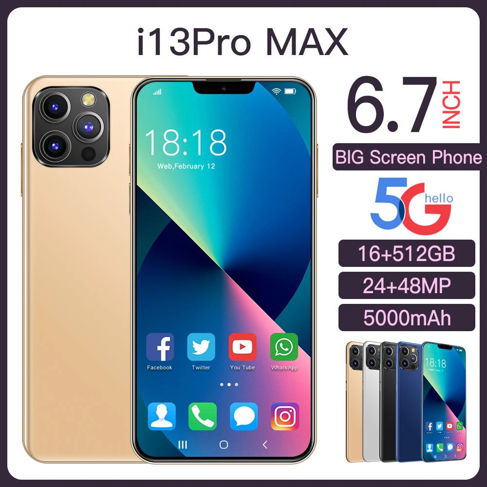 

Смартфон i13 Pro Max, 2021 дюйма, 4G, 16 + 6,7 ГБ