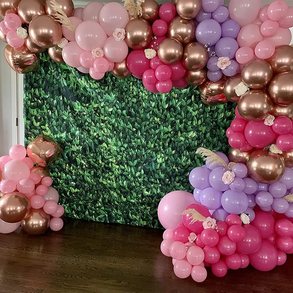 

155pcs Rose Gold Chorme Metallic Balloon Arch Garland Pink Rose Red Purple Latex Globos Wedding Birthday Party Decorations toy