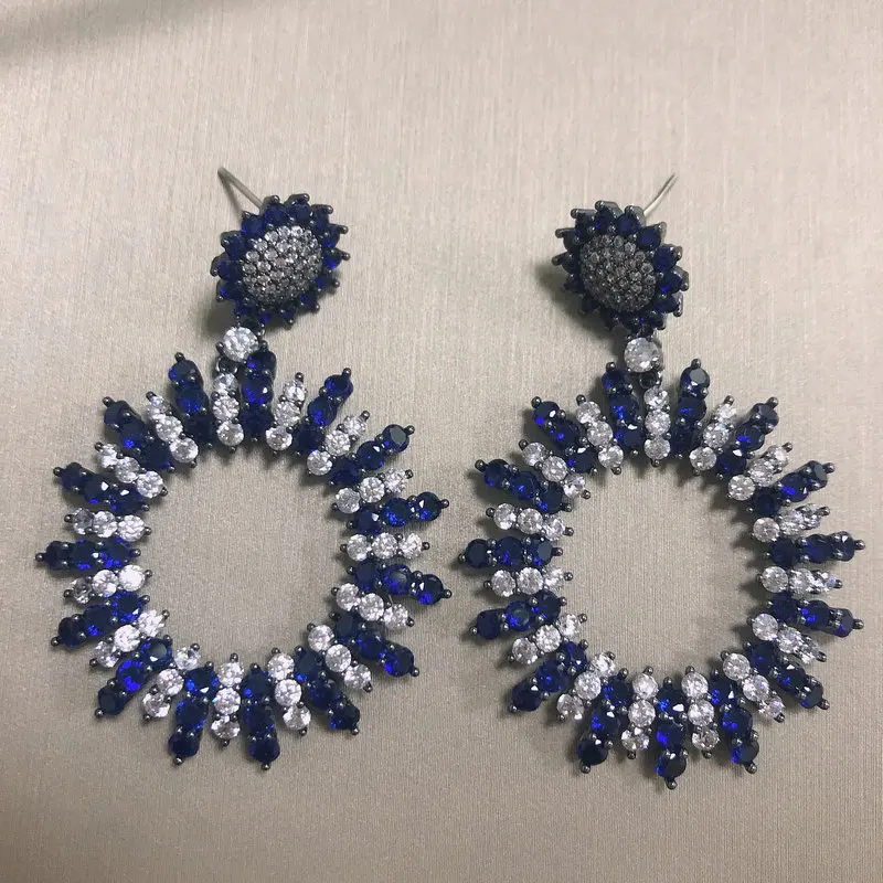 

Bilincolor Blue Round Circle Geometric Fashion Big Earring for Women