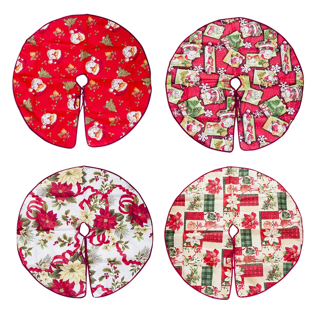 

90cm Cute Christmas Tree Skirt Festival Decoration for Home Party Ornament Creative Crafts Cartoon Print Christmas Tree Skirt