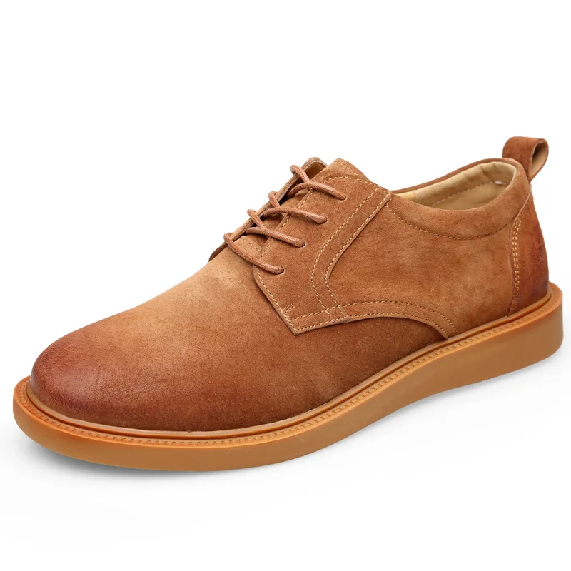 Мужская кожаная обувь оксфорды дышащая повседневная на плоской подошве для