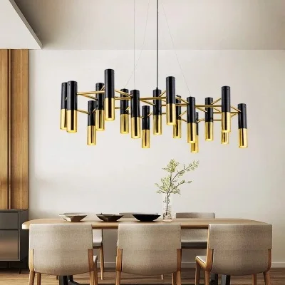 

Postmodern LED Chandelier Aluminum Black Plus Gold Hanging Lamp Living Room Restaurant Bedroom Lighting Fixtures AC90V - 260V