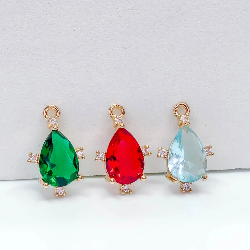 

KC Gold Rhinestone Waterdrop Eardrop Crystal Pendant Charms Necklace Earring Accessories Jewelry Component Diy Material 6pcs