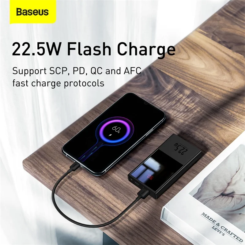 Внешний аккумулятор Baseus 10000 мАч/20000 мАч USB Type C PD QC 3 0 Внешнее зарядное устройство с