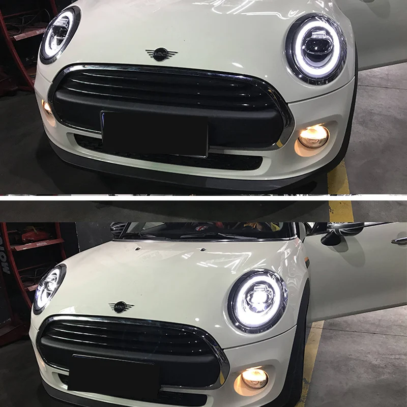 Автомобиль для 2007- Mini F56 cooper головной светильник s для F56 все светодиодный головной фонарь Angel eye светодиодный DRL передний светильник Би-светодиодный объектив динамический поворот