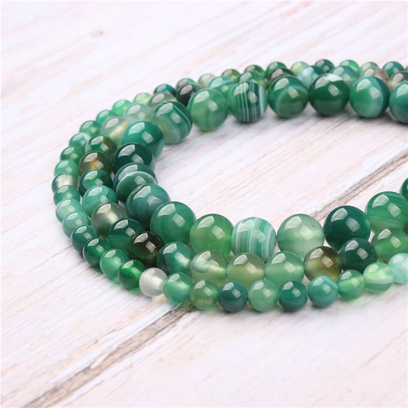

Green Striped Agate Natural Stone Beads For Jewelry Making Diy Bracelet Necklace 4/6/8/10/12 mm Wholesale Strand