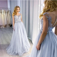 evening dress 2020 a line luxury backless formal gowns party sleeveless lace appliques court train elegant for women charming