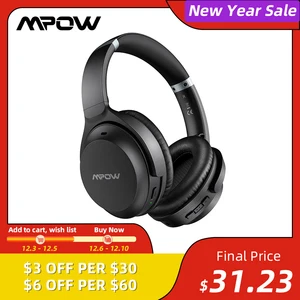 mpow h12 ipo active noise cancelling headphones 40h playtime cvc 8 0 mic bluetooth 5 0 wireless headset for iphone huawei xiaomi free global shipping