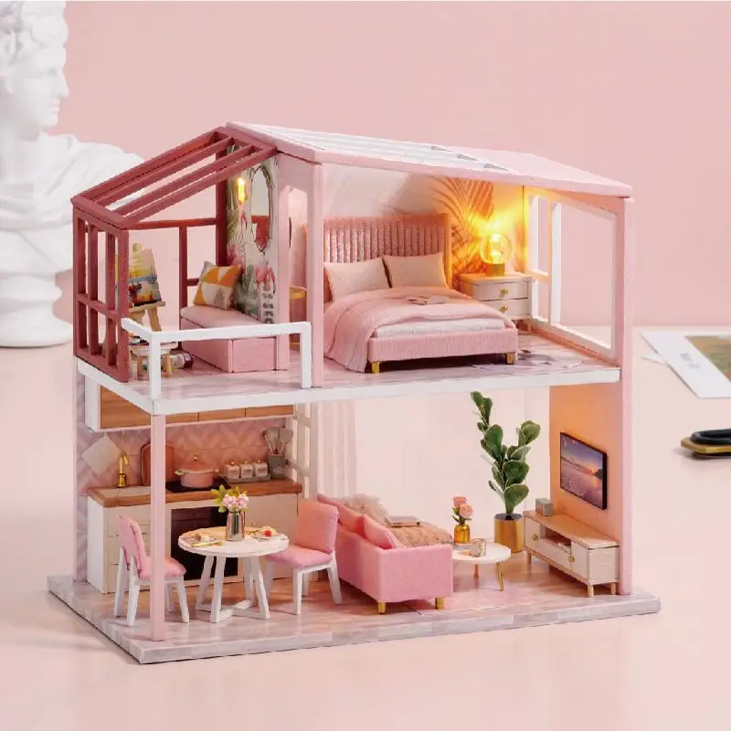 

Миниатюрный 3D игрушечный кукольный домик «сделай сам», набор моделей мебели, деревянный кукольный домик, дом в скандинавском стиле, дуплекс...