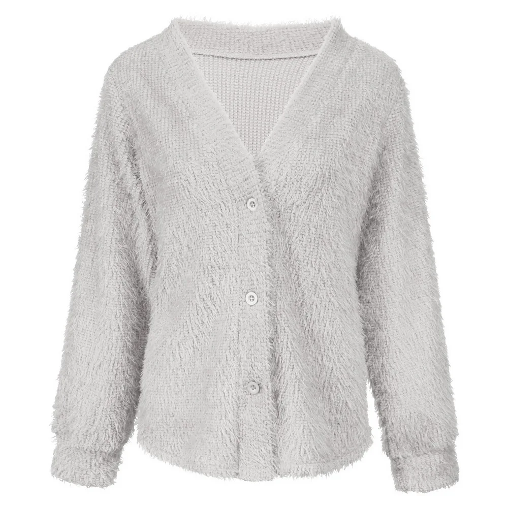 Кардиган из искусственного меха свитер пальто для женщин зима-осень флисовый