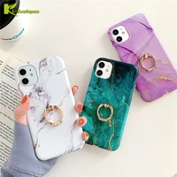 fashion ring holder marble case cover for iphone 11 pro x xs xr max se 2020 7 8plus case for iphone 7 8 plus soft silicon cases