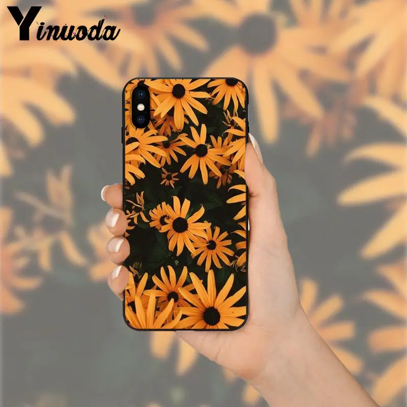 Yinuoda daisy черный ТПУ Мягкий силиконовый чехол для телефона Apple iPhone 8 7 6 6S Plus X XS MAX 5 5S SE