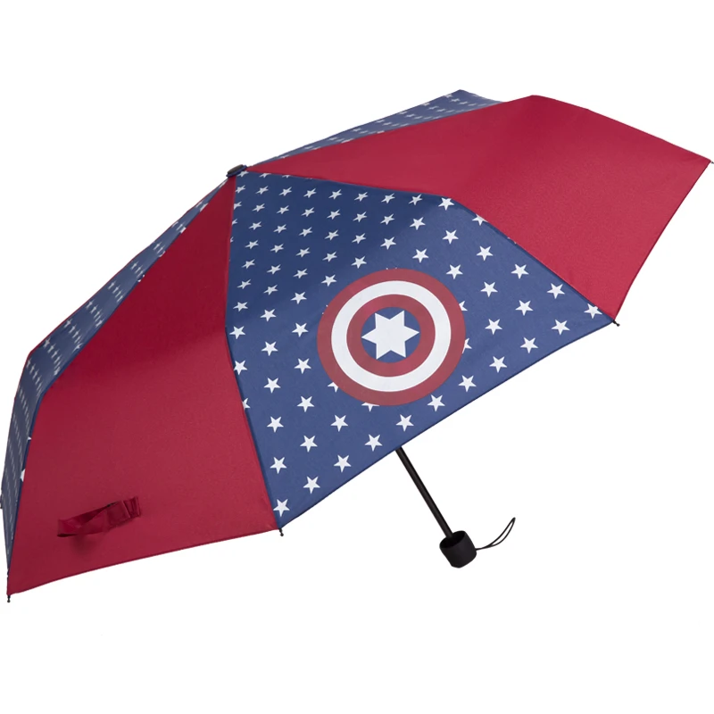 Disney kids folding umbrella spider-man captain america child windproof portable parasol outdoor travel gift |