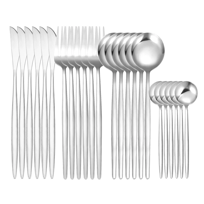 24 Pieces Of Silverware Cutlery Cutlery Set Stainless Steel Dinner Set Cutlery Stainless Steel Mirror Polished Cutlery Set