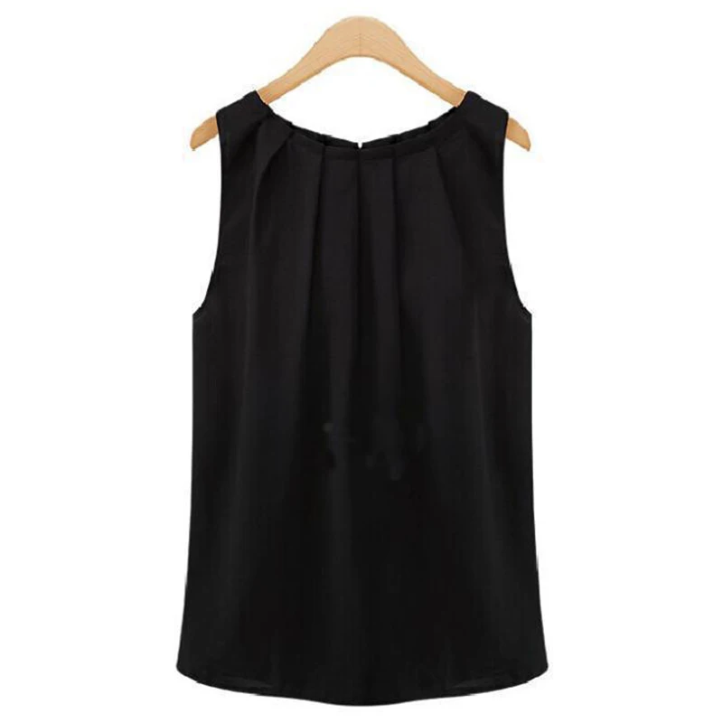 

Women 2020 Korean New summer tshirt fashion Sleeveless Round Neck Chiffon Shirt