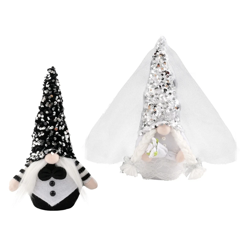 

Bridegroom/Bride Dwarf Doll Romantic Wedding Gnome Decorations Holiday Table Standing Gnome Doll Elf Nordic Figurine Couple LXAC