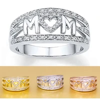 fashion love heart mom ring bands for women jewelry family accessories rose gold silver rings mother day birthday gift