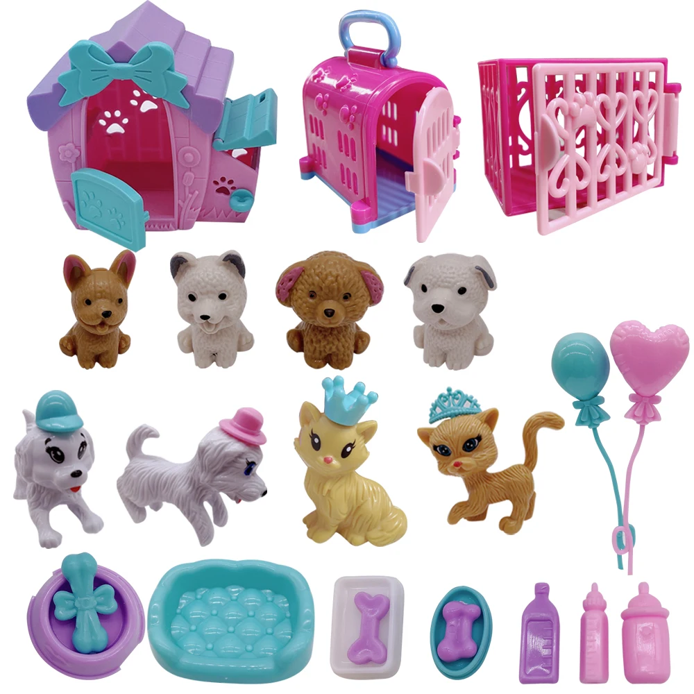 Аксессуары для кукол Барби милые кошки и собаки с клеткой кошек + клетка собак