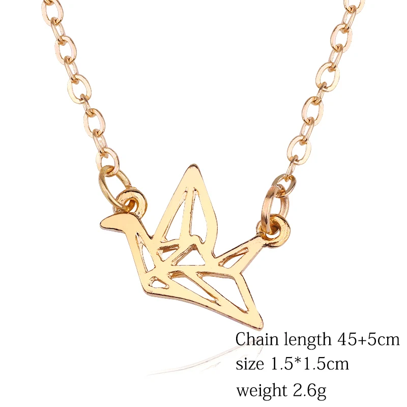 

Fashionable New Female Necklace Hollow Paper Crane Classic Charm Lady Wild Origami Pendant Clavicle Chain Jewelry Gift Hot