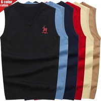 3d embroidery logo polo autumn winter new mens cotton sweaters vests business casual v neck slimming vest pullover 8501 style