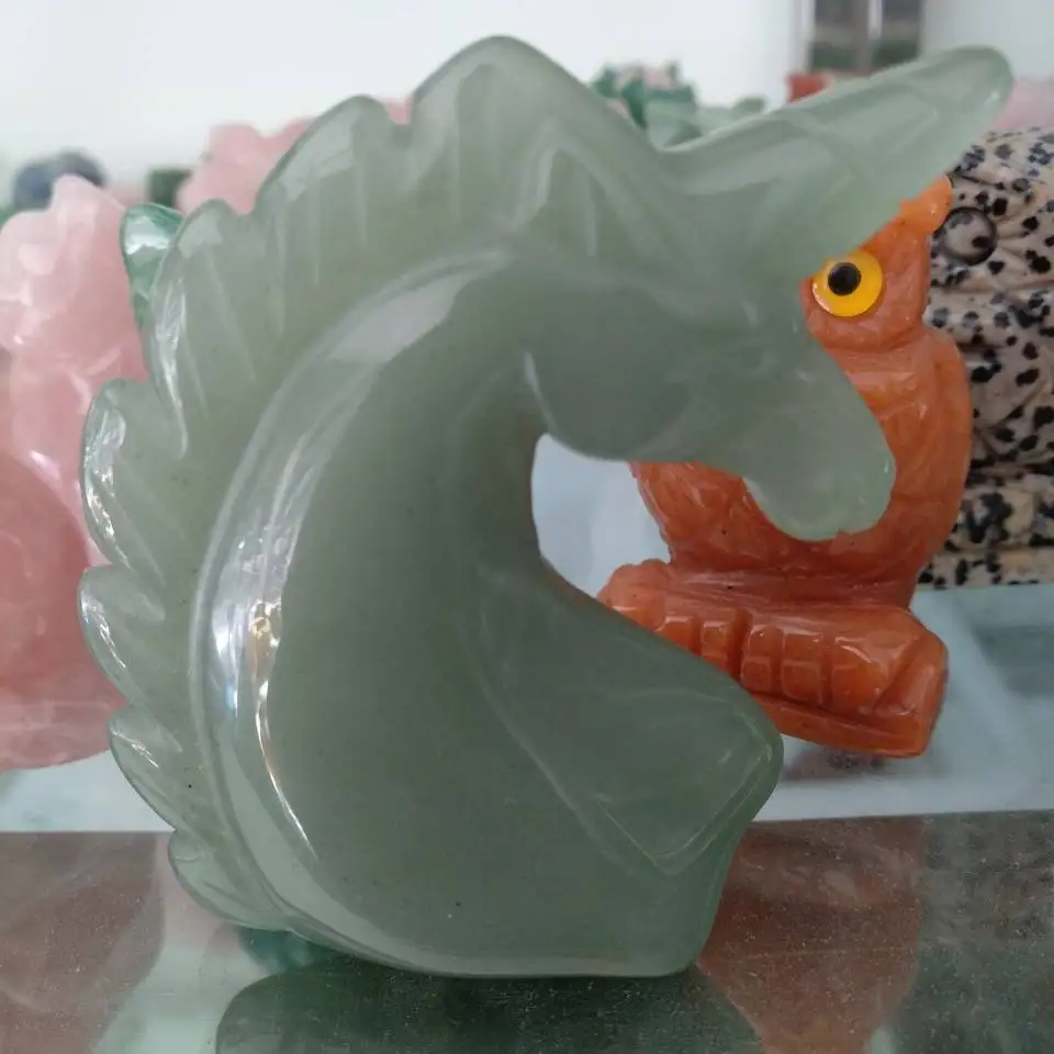 

2.5inch Natural Green Dongling Jade Quartz Crystal Hand-carved Unicorn