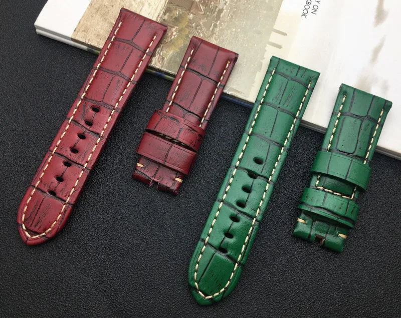 Настоящая Натуральная Ретро бамбуковая кожа ремешок для часов мужчин 22 мм 24 26