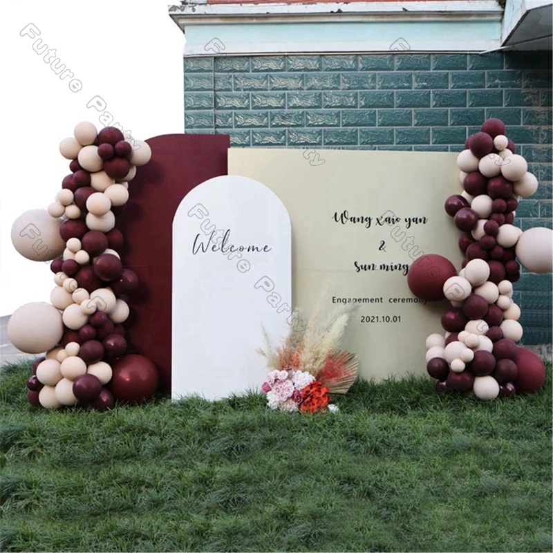

Doubled Apricot Balloon Arch Wedding Garland Ballon Decoration Dusty Wine Red Ballon 20th 30th Birthday Party Baby Shower Decor