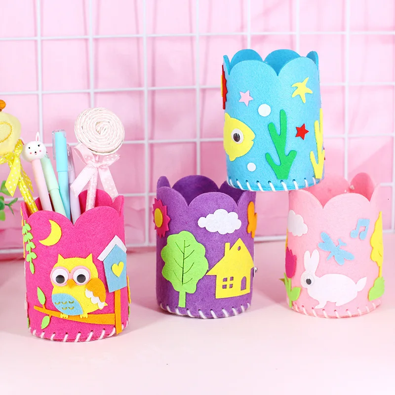 

5Pcs/Set Kids DIY Craft Pencil Holder Educational Toys For Children Creative Handwork Pen Container Arts And Crafts Toys Gifts