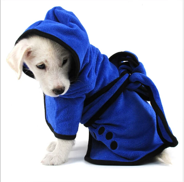 

Dog Bathrobe Warm Dog Clothes Soft S Super Absorbent Drying Towel for Golden Teddy Blue Bath Towel Pet Supplies