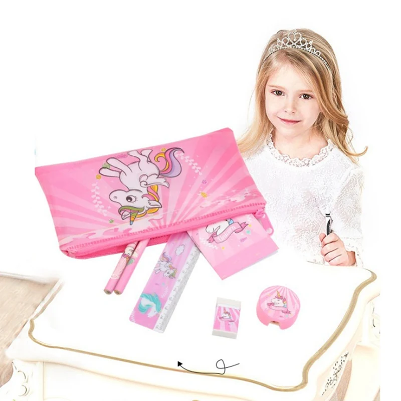 Милый мультяшный Единорог чехол Карандаш для девочек искусственная ручка сумка