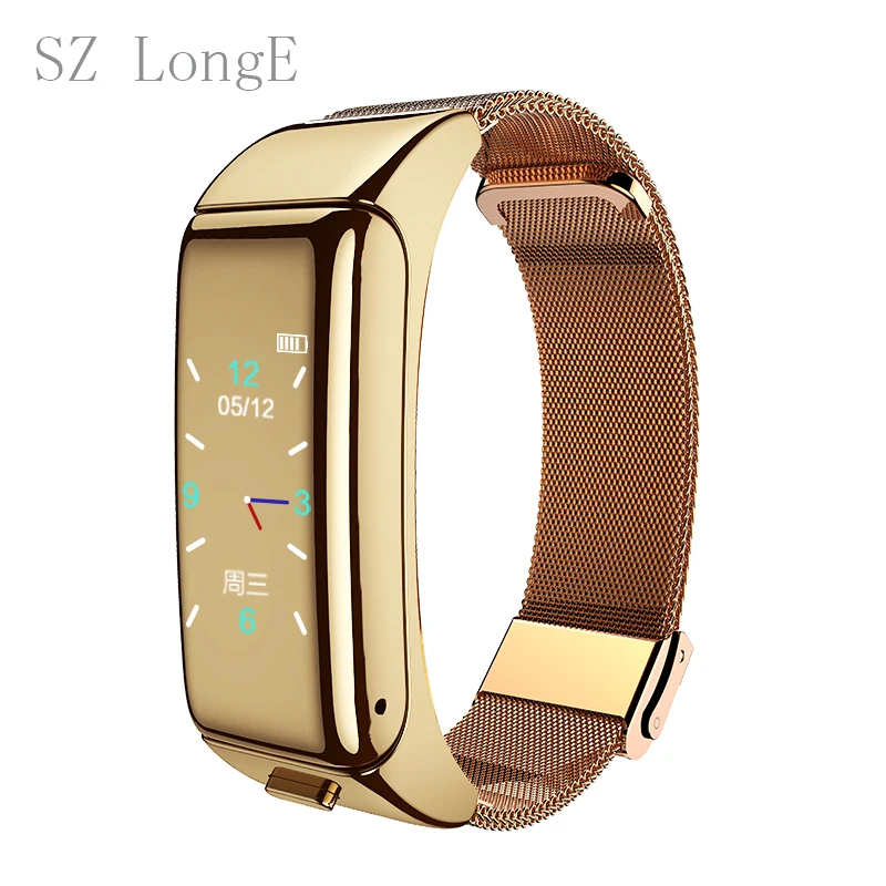 B6 Bluetooth earphone smart headset watch with microphone Smart Bracelet Waterproof touch screen Watch Band Alarm Clock