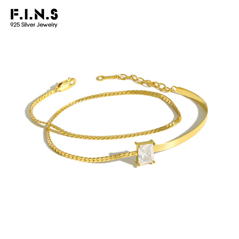 Женский двухслойный браслет F.I.N.S регулируемый из стерлингового серебра 925 пробы