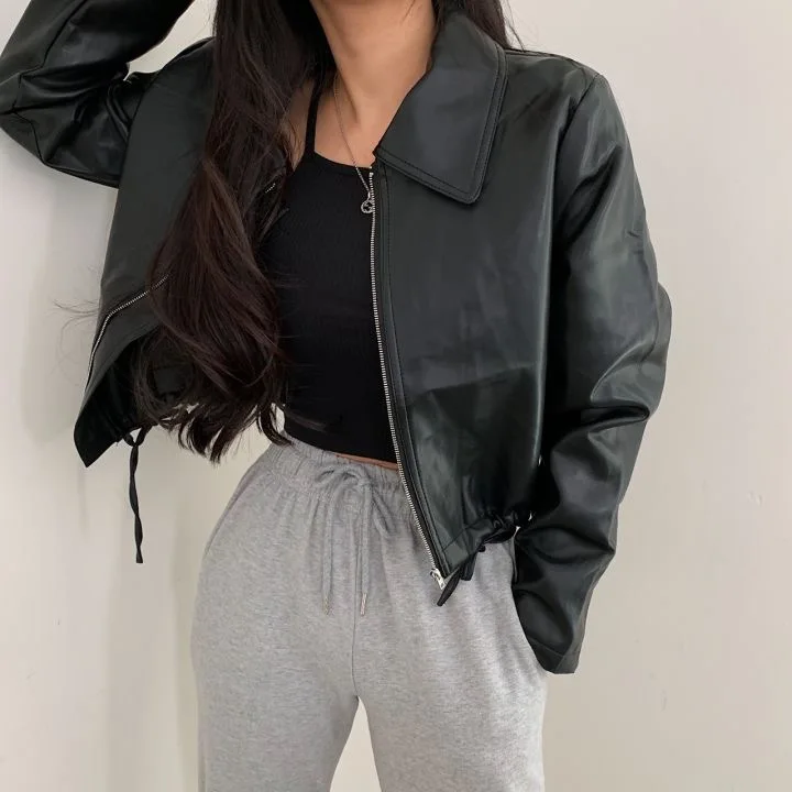 

Hot Sale Korean 2022 Autumn And Winter Handsome Cool Girl All-match Motorcycle Leather Jacket Leather Jacket