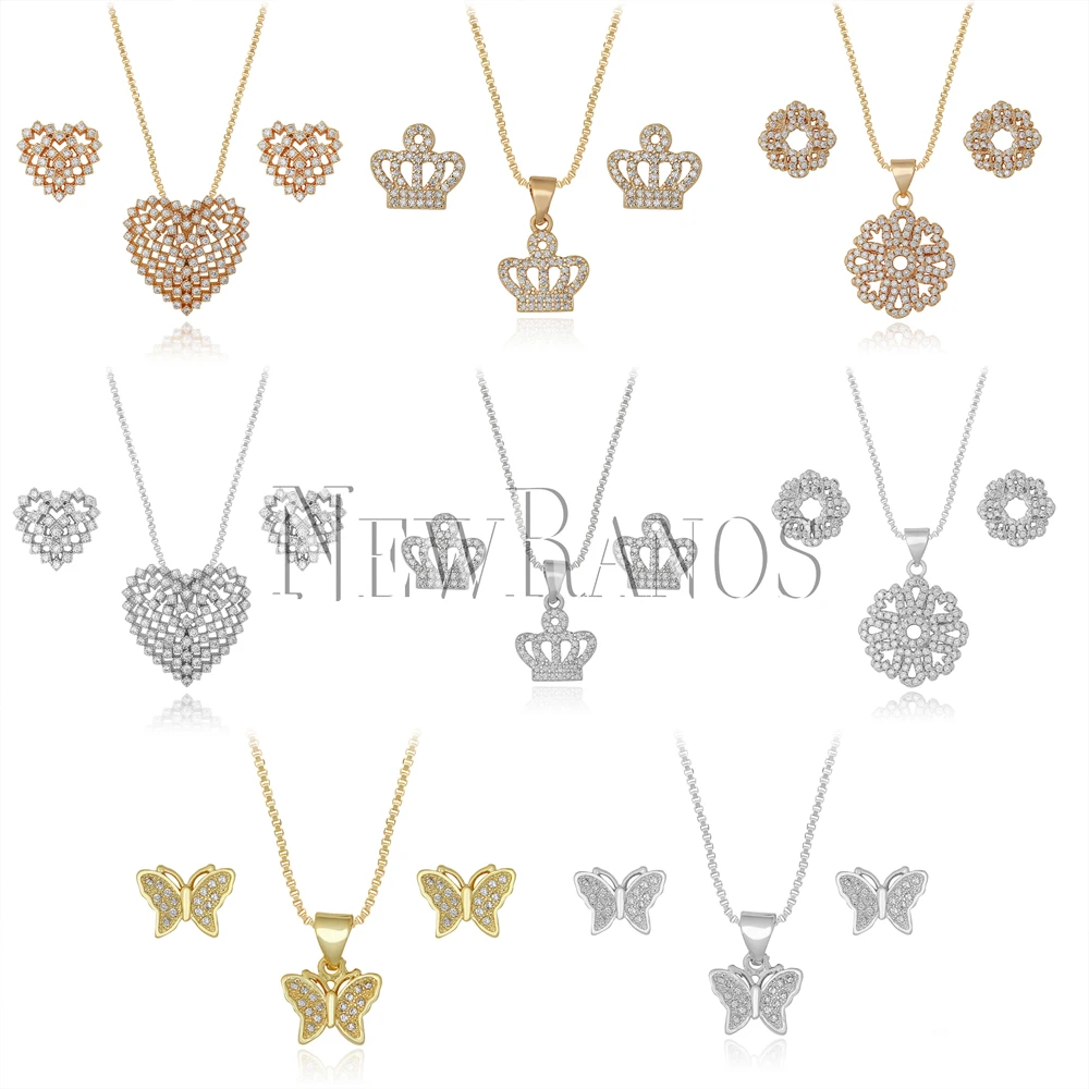 Комплект из колье и серёг с фианитом | Украшения аксессуары