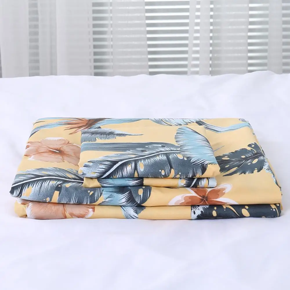 Комплект постельного белья с цветочным рисунком пододеяльник наволочка желтого