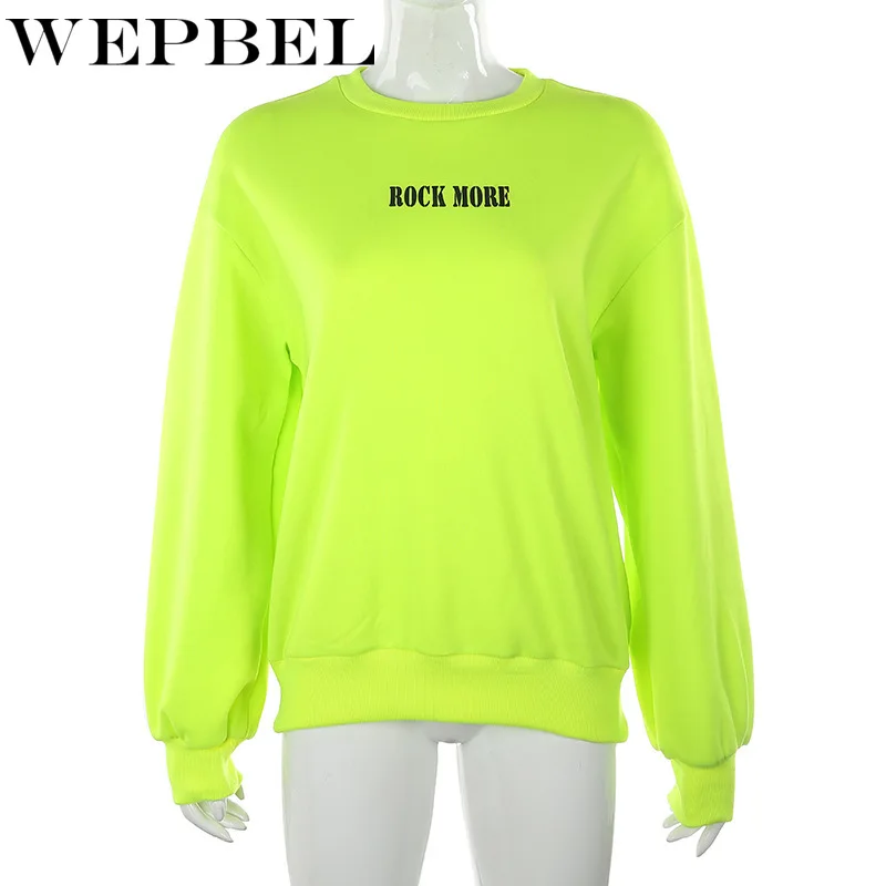 

WEPBEL Letter Print Long Sleeve O Neck Hoodies For Women Thick Girls Kawaii Women Sweatshirt Plus Size Cotton Pullover Top