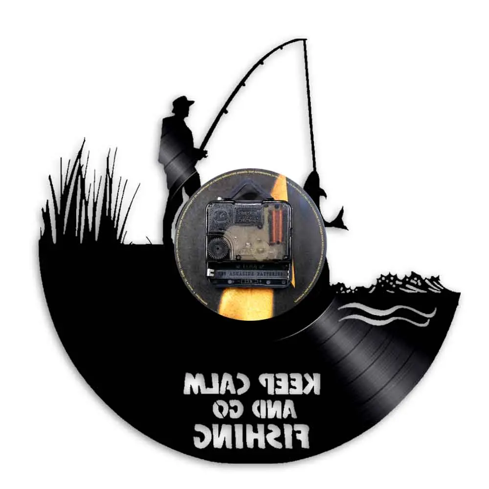 Веселые настенные часы Keep Calm and Go для рыбалки в рыбацком стиле речной виниловая