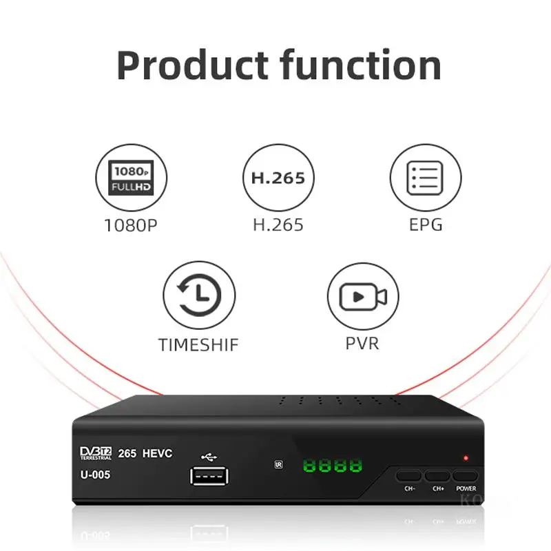 H.265 HEVC DVB-T2 Europe EAC3 Plus декодер тюнер DVB T2 265 цифровой ТВ наземный вещательный